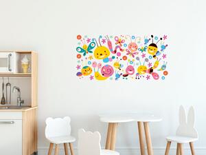 Nálepka na zeď pro děti Barevné červíky Rozměry: 100 x 50 cm
