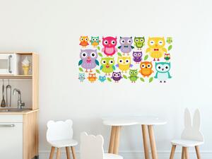 Nálepka na zeď pro děti Veselé sovičky Rozměry: 100 x 50 cm