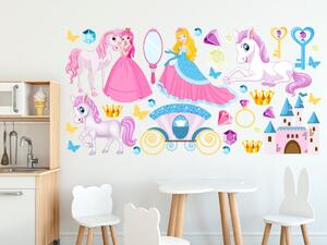 Nálepka na zeď pro děti pohádkové princezny Rozměry: 100 x 50 cm