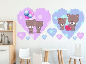 Nálepka na zeď pro děti Medvídek a srdíčka Rozměry: 100 x 50 cm