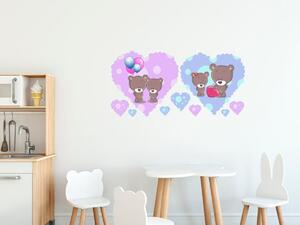 Nálepka na zeď pro děti Medvídek a srdíčka Rozměry: 100 x 50 cm