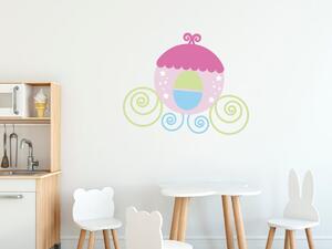 Nálepka na zeď pro děti Růžový kočár Velikost: 20 x 20 cm