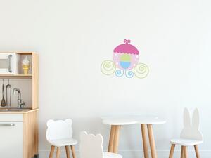 Nálepka na zeď pro děti Růžový kočár Velikost: 20 x 20 cm