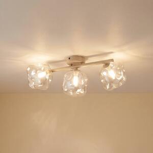 TK Lighting Stropní světlo Lava, 3 žárovky, délka 50 cm, písková/koňaková, G9, stmívatelný, Krémová / jantar, Obývací pokoj / jídelna, Sklo, Moderní