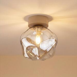 TK Lighting Stropní světlo Lava, písková/koňaková, sklo, Ø 15 cm, G9, stmívatelný, Krémová / jantar, Obývací pokoj / jídelna, Sklo, Moderní