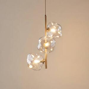TK Lighting Závěsné světlo Lava, 3 žárovky, Ø 29 cm, písková/koňaková, G9, stmívatelný, Krémová / jantar, Obývací pokoj / jídelna, Sklo, Moderní