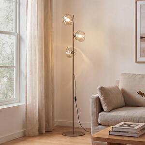 TK Lighting Stojací lampa Lava, písková/koňaková, sklo, 151 cm, 3 žárovky, G9, Krémová / jantar, Obývací pokoj / jídelna, Sklo, Moderní