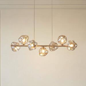 TK Lighting Závěsné světlo Lava, 7 žárovek, délka 90 cm, písková/koňaková, G9, stmívatelný, Krémová / jantar, Obývací pokoj / jídelna, Sklo, Moderní