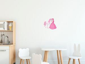 Nálepka na zeď pro děti Princezna a koník Velikost: 20 x 20 cm