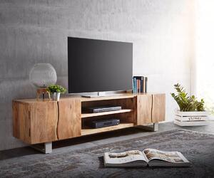 DELIFE TV stolek Live-Edge 200 cm akácie přírodní 4 dvířka 2 přihrádky