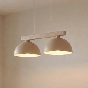 TK Lighting Závěsné světlo Oslo, písková barva, 2 žárovky, délka 83 cm, E27, stmívatelný, Krémová / jantar, Obývací pokoj / jídelna, kov, Moderní