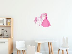 Nálepka na zeď pro děti Princezna a koník Velikost: 20 x 20 cm