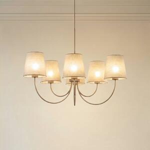 TK Lighting Lustr Candi, béžová/písková, 6 žárovek, Ø 85 cm, E27, stmívatelný, Krémová / jantar, Obývací pokoj / jídelna, Textil / tkanina / hedvábí, Moderní