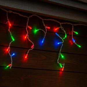 Venkovní LED vánoční závěs ELITE – 3 m, multicolor, blikající, silný bílý kabel