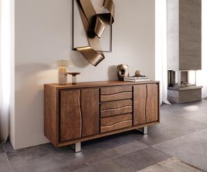 DELIFE Komoda Live-Edge 172 cm akácie hnědá 3 zásuvky 4 dvířka