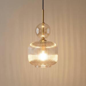 TK Lighting Závěsné světlo Sophia, koňaková/černá, sklo, Ø 15 cm, E14, stmívatelný, Hliník / šedá / zinek, Obývací pokoj / jídelna, Sklo, Moderní