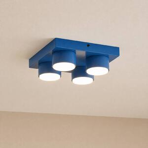 TK Lighting Stropní světlo Brix, modré, délka 23 cm, 4 žárovky, GX53, stmívatelný, Modrá, Obývací pokoj / jídelna, kov, Moderní