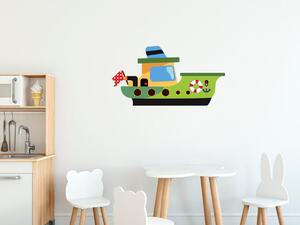 Nálepka na zeď pro děti Zelený rybářský člun Velikost: 20 x 20 cm