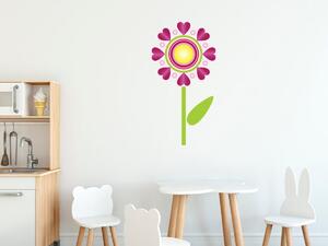 Nálepka na zeď pro děti Květ s fialovými srdíčky Velikost: 20 x 20 cm