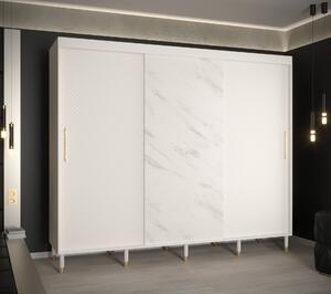 Šatní skříň Abi Calipso Jodelka Marmur Barva korpusu: Bílá, Rozměry: 250 cm, Dveře: Bílá + Bílý Marmur