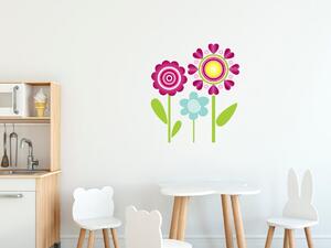 Nálepka na zeď pro děti Tmavě růžové kvítky Velikost: 20 x 20 cm