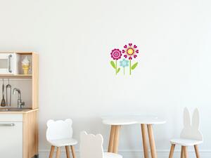 Nálepka na zeď pro děti Tmavě růžové kvítky Velikost: 20 x 20 cm