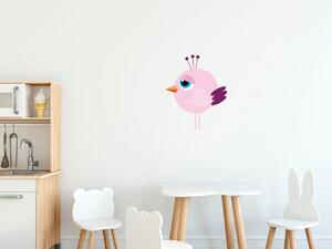 Nálepka na zeď pro děti Růžový ptáček Velikost: 20 x 20 cm