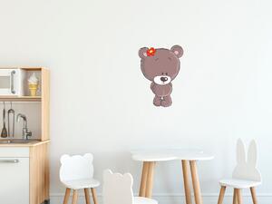 Nálepka na zeď pro děti Hnědý medvídek s květinou Velikost: 20 x 20 cm