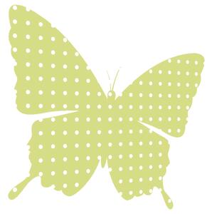 Nálepka na zeď pro děti Limetkový motýlek s puntíky Velikost: 20 x 20 cm