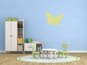 Nálepka na zeď pro děti Limetkový motýlek s puntíky Velikost: 20 x 20 cm