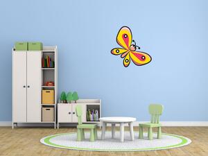 Nálepka na zeď pro děti Žluto-růžový motýlek Velikost: 10 x 10 cm