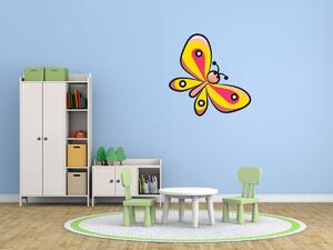 Nálepka na zeď pro děti Žluto-růžový motýlek Velikost: 20 x 20 cm