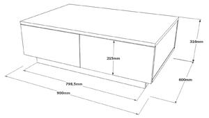 Konferenční stolek Listerie (dub + bílá). 1089471
