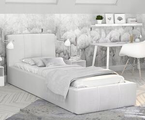 Čalouněná postel 90x200 cm EMMA Bílá s roštem