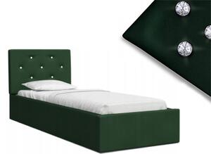 Luxusní manželská postel CRYSTAL tmavě zelená 90x200 s kovovým roštem