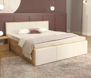 Manželská postel PANAMA T 120x200 se zvedacím dřevěným roštem DUB BÍLÁ