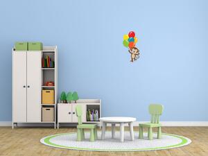 Nálepka na zeď pro děti Opička s balónky Velikost: 10 x 10 cm