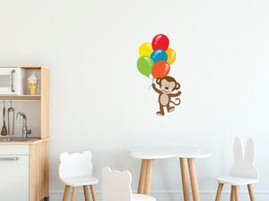 Nálepka na zeď pro děti Opička s balónky Velikost: 10 x 10 cm