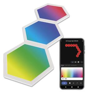 EMOS GoSmart LED svítidlo Hexagon, 3 díly, 5,4 W, RGB, stmívatelné, WiFi 1555223000