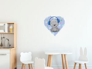 Nálepka na zeď pro děti Hezký medvídek a sluchátka Velikost: 20 x 20 cm