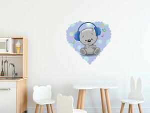 Nálepka na zeď pro děti Hezký medvídek a sluchátka Velikost: 20 x 20 cm