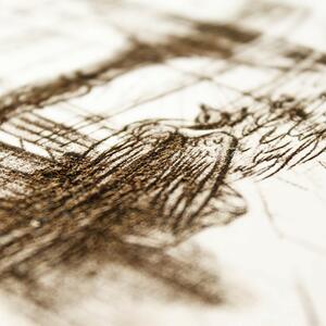 DUBLEZ | 3D Dřevěný gravírovaný obraz na stěnu - Kreslený páv