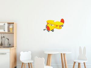 Nálepka na zeď pro děti Žlutý dvojplošník Velikost: 20 x 20 cm