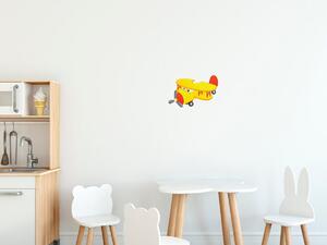 Nálepka na zeď pro děti Žlutý dvojplošník Velikost: 20 x 20 cm