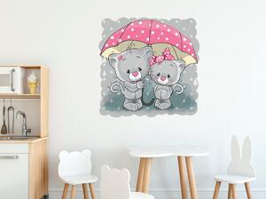 Nálepka na zeď pro děti Koťata pod deštníkem Velikost: 10 x 10 cm