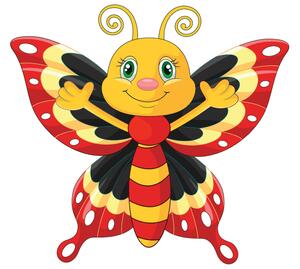 Gario Nálepka na zeď pro děti Motýl s černo-červenými křídly Velikost: 10 x 10 cm