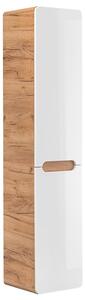 Vysoká koupelnová skříňka s prádelním košem ARUBA WHITE 35 cm