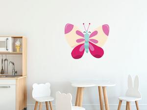 Nálepka na zeď pro děti Růžovo-béžový motýlek Velikost: 20 x 20 cm