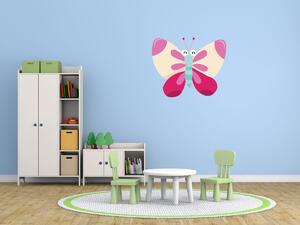 Nálepka na zeď pro děti Růžovo-béžový motýlek Velikost: 10 x 10 cm