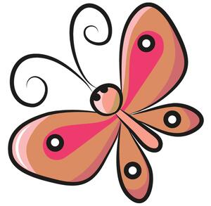 Gario Nálepka na zeď pro děti Hnědo-růžový motýlek Velikost: 20 x 20 cm